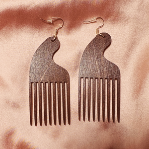 AfroPick Wooden Earrings