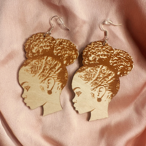 Two Puffs Wooden Earrings