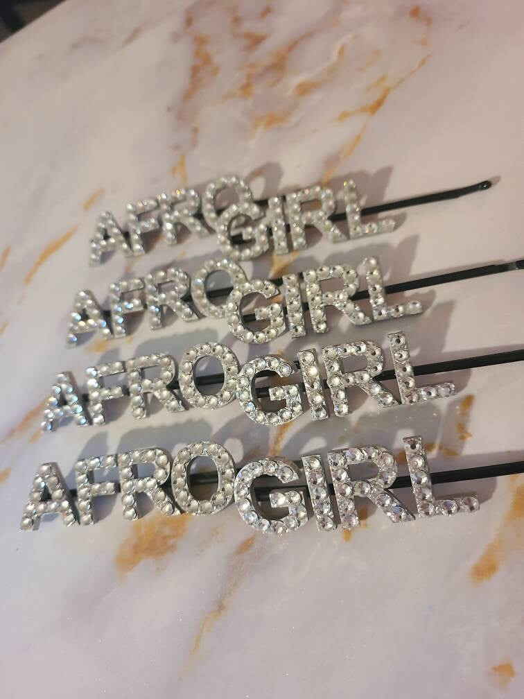 Custom Handmade Swarovski Crystal AfroGirl Hair Pins