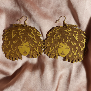 Golden Goddess Wooden Earrings